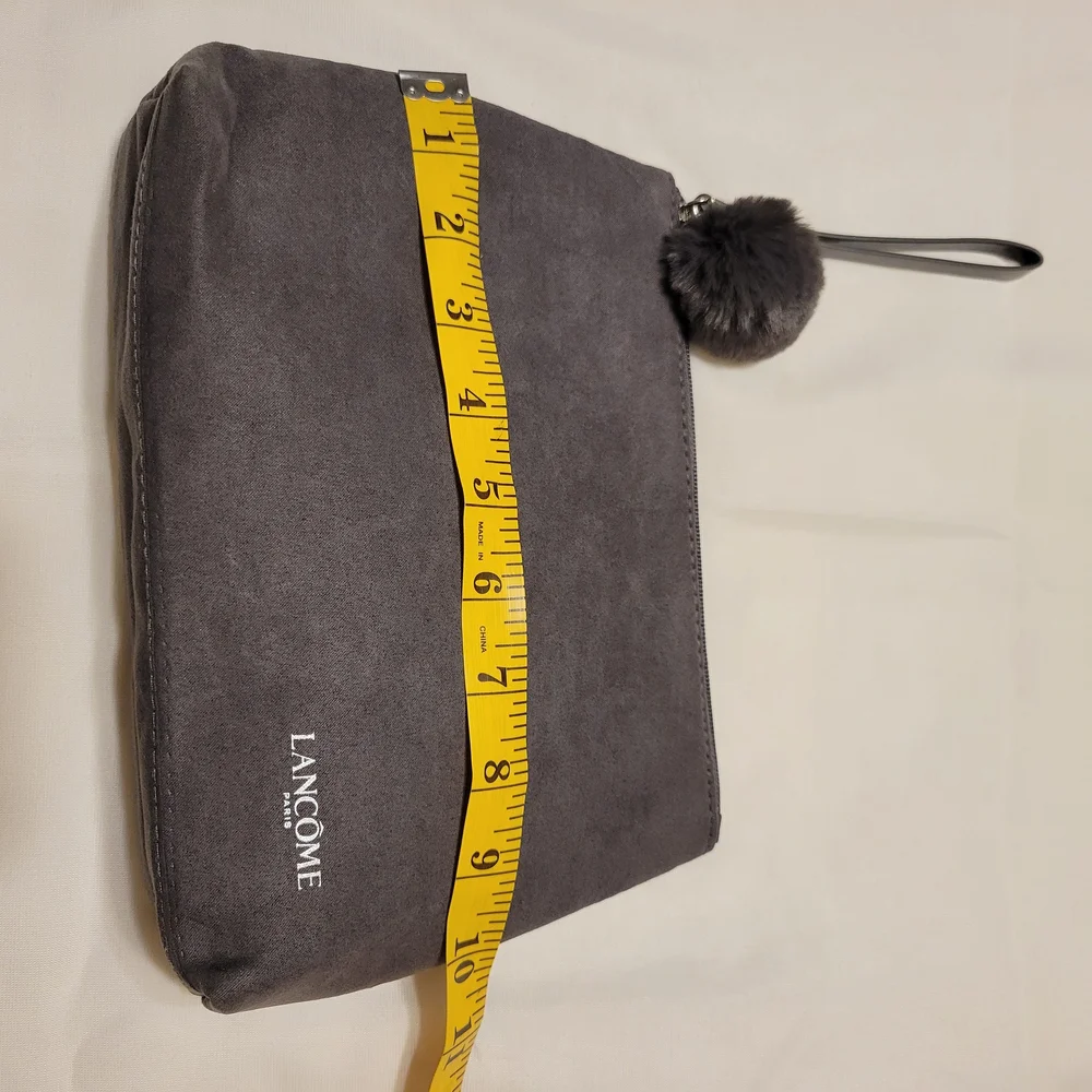 Lancome Charcoal Cosmetic Bag with Pom Pom